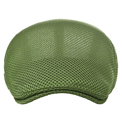 VOBOOM Men Mesh Newsboy Flat Cap Ivy Cabbie Newsboy Cap - color: Green