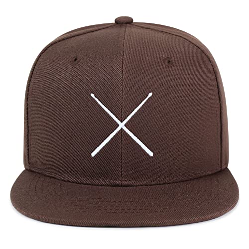 JPAK Drum Stick Hip-Hop Snapback Hat Embroidered Baseball Cap Drummer - color: 10. Brown