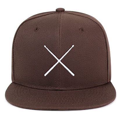 JPAK Drum Stick Hip-Hop Snapback Hat Embroidered Baseball Cap Drummer - color: 10. Brown