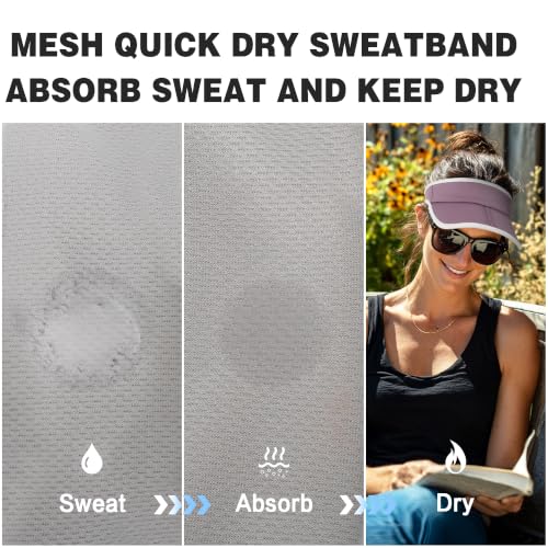 Sun Visor Caps Foldable Brim Adjustable Visor Hats for Women Men - color: Deeppurple G