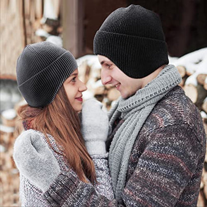 Arcweg Beanie with Earflap for Men Women Winter Warm Thermal Hats Stocking Cap Toboggan Outdoor Hat - color: Grey