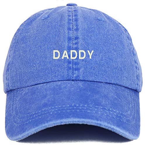 Trendy Apparel Shop Daddy Embroidered Low Profile Washed Cotton Cap - color: Royal
