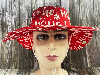 Funny Sun Hat for Men Women Wide Brim Bucket Hat Hiking Boonie Hat Summer Beach Fishing Caps - color: Christmas
