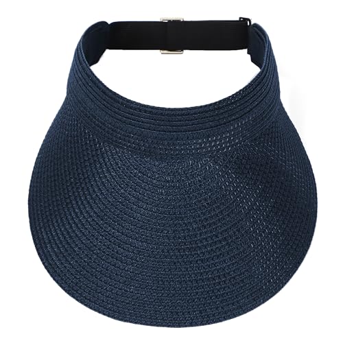 sy soul young Women's Beach Straw Hat with Ponytail Hole Packable Sunhat - color: Navy
