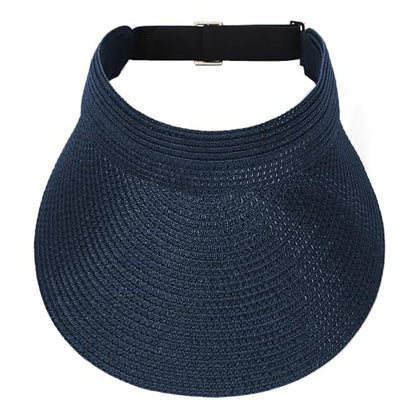 sy soul young Women's Beach Straw Hat with Ponytail Hole Packable Sunhat - color: Navy