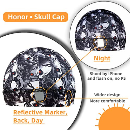 6 Pcs Skull Cap Sweat Wicking Helmet Liner Breathable Cycling Beanie Running Sports Hat Cooling Head Wraps for Men - color: Skull Pack