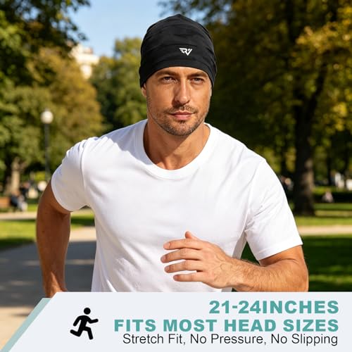 3Pcs Cooling Skull Caps for Men Women-Lightweight Breathable Beanie, Thin Quick Dry Running Cap for Cycling Daily Wear - color: Black+black+black