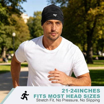 3Pcs Cooling Skull Caps for Men Women-Lightweight Breathable Beanie, Thin Quick Dry Running Cap for Cycling Daily Wear - color: Black+black+black