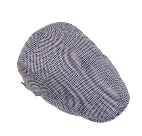 Cotton Newsboy Cap,Breathable Ivy Gatsby Cabbie Beret Hat for Men's Women Driving Hunting Golf - color: Checkered Light Grey