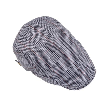 Cotton Newsboy Cap,Breathable Ivy Gatsby Cabbie Beret Hat for Men's Women Driving Hunting Golf - color: Checkered Light Grey