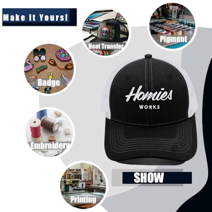 ZH 12 Pack Mesh Trucker Hats, Bulk Baseball Caps for Men and Women, Trucker Cap Wholesale - color: Black-white