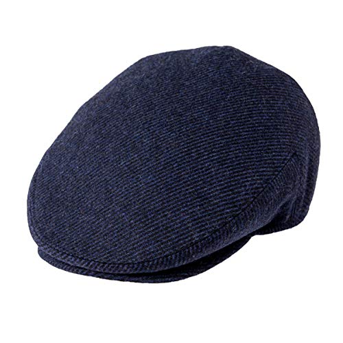 Men Wool Plaid Ivy Gatsby Newsboy Cap - color: Navy, size: 7 7/8