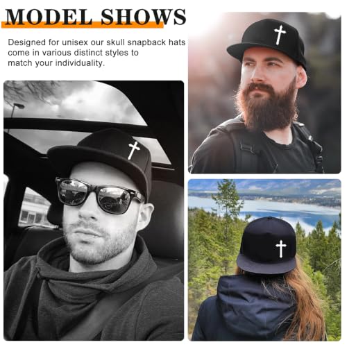 Snapback Hat for Men Skeleton Skull Hat Baseball Hats for Men - color: Cross Symbol