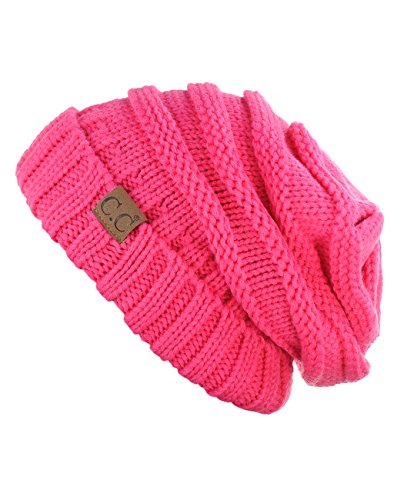 NYFASHION101 Slouch Wrinkled Beanie Cap Slouchy Skull Hat - color: Candy Pink