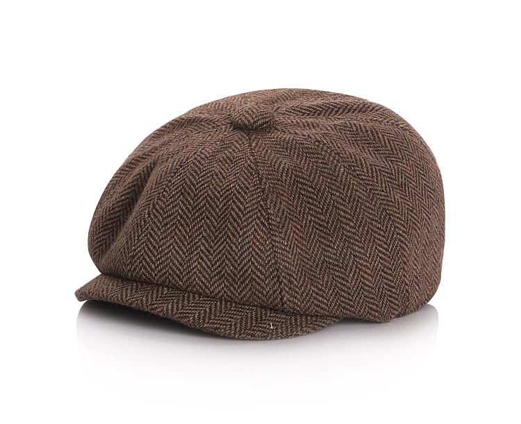 Kid's 20s Winter Newsboy Cap - Knitted Beret Peaked Hat for Boys Girls 4 to 9 Years - color: Coffee