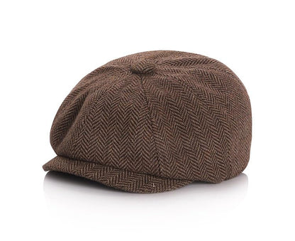 Kid's 20s Winter Newsboy Cap - Knitted Beret Peaked Hat for Boys Girls 4 to 9 Years - color: Coffee