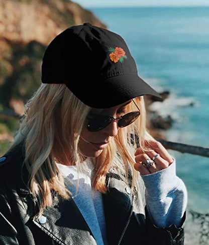 Riot Society Mens Embroidered Adjustable Dad Hat - color: Hibiscus Embroidered (Black )