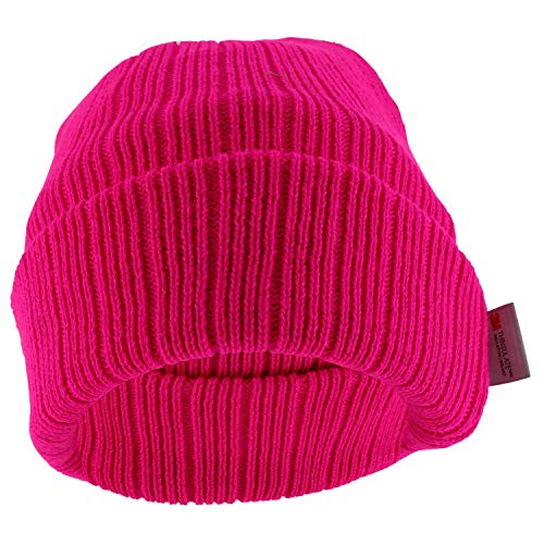 Armycrew 3M Thinsulate Insulation Fleece Lined Long Cuff Ribbed Beanie - color: Neon Pink