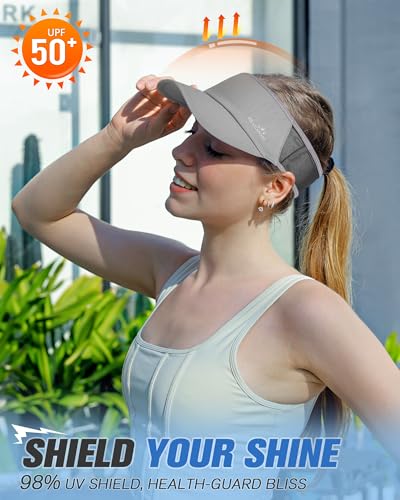 GXCROR Sports Sun Visor Hat Men Women, Lightweight Breathable Quick Dry Sports Sun Hat for Running Golf Tennis - color: Gray