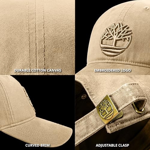 Timberland Soundview Baseball Cap for Boys 7-14, Cotton Canvas, Adjustable, Lightweight & Durable, One Size - color: Tan