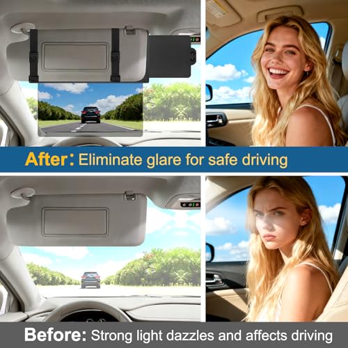 Veharvim Sun Visor Extender for Car (Polarized, UV400, PC Lens, Side Sunshade, Straps&Adjusters), Car Visor Extender Sun Blocker, Visor Extender Attachment, Anti-Glare for Safe Driving(Driver Side) - size: Driver Side
