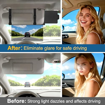 Veharvim Sun Visor Extender for Car (Polarized, UV400, PC Lens, Side Sunshade, Straps&Adjusters), Car Visor Extender Sun Blocker, Visor Extender Attachment, Anti-Glare for Safe Driving(Driver Side) - size: Driver Side