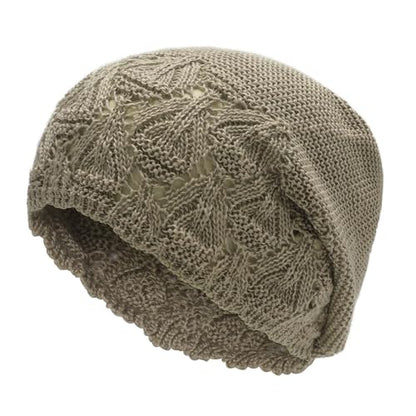 ZLYC Crochet Slouchy Beanie for Women Soft Lightweight Skull Cap - color: Solid Khaki
