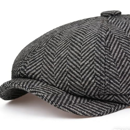 Women Classic Herringbone Newsboy Flat Cap 20s-Gatsby Tweed Ivy Cabbie Hat Golf Hunting Hats for Men Medium
