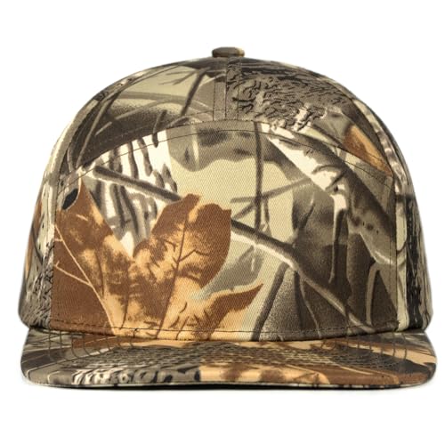 4 Inclusive Sizes Performance Flat Brim Trucker Hat Men Women, 7 Panel Snapback Running - color: 70.camo-2