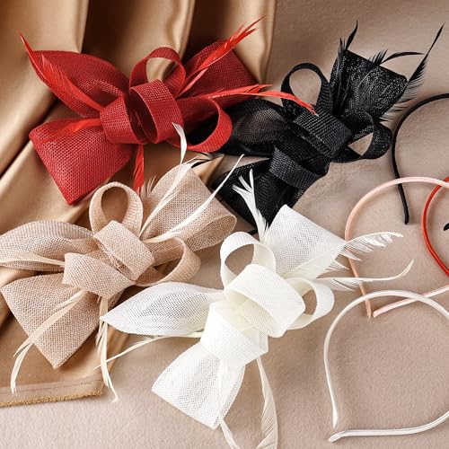 Zinniday Victoria Tea Party Hat - 2025 Bow Derby Attire Hats with Hairpin,1920s 50s Feather Fascinators for Women - color: Black