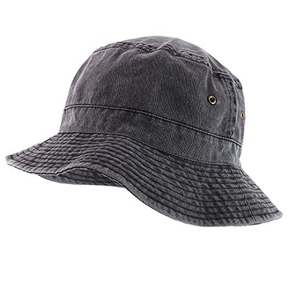 Armycrew Pigment Dyed Washed 100% Cotton Unisex Bucket Hat - color: Black