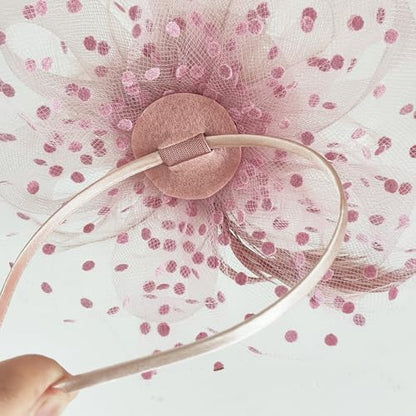 WLBON Fascinators Hat 20s 50s Headband Hair Clips Flower Mesh Veil Feather Headpiece Headwear Women Halloween Carnival Cocktail Wedding Church Cosplay Dress Up Birthday Tea Party Accessories Pink - color: Light Pink