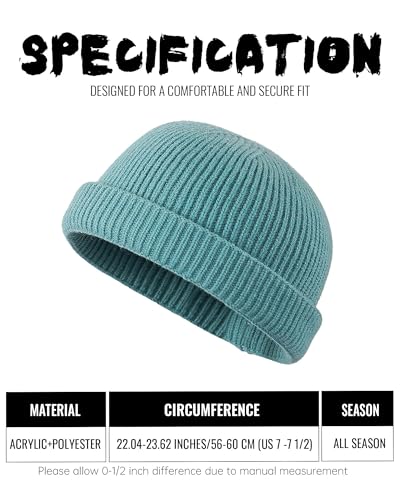 Croogo Brimless Hat Beanie Docker Cap Rolled Cuff Worker Sailor Skullcap - color: Ct47-light Blue