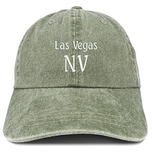 Trendy Apparel Shop Las Vegas NV Embroidered Pigment Dyed Washed Baseball Cap - color: Olive