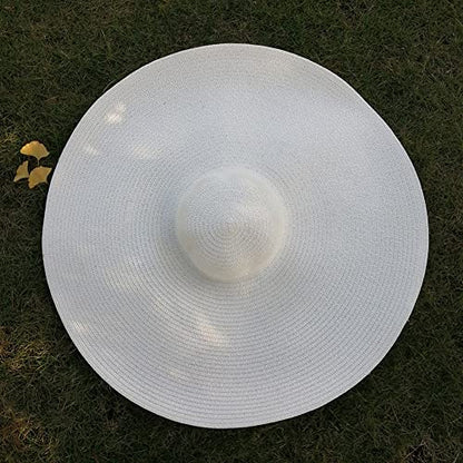 Oversized Beach Sun Hat for Women Foldable Large Wide Brim Hats Packable Roll up Floppy Cap Summer UV Protection Hat - color: White