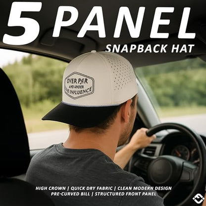 Funky Junque Golf Trucker Hat - color: Over Par & Under the Influence - Black/Beige
