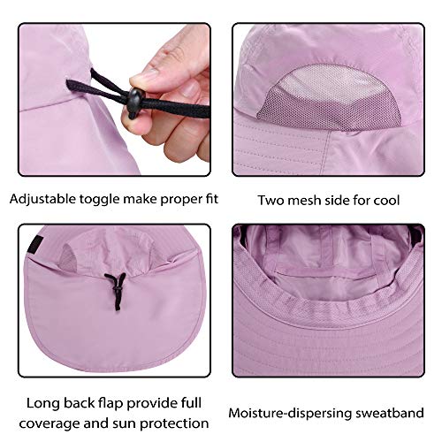 Tirrinia Wide Brim Sun Hat with Neck Flap for Men & Women - color: Dusty Pink