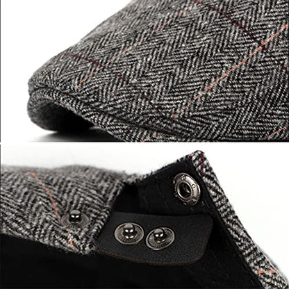2 Pack Men's Plaid Cotton Flat Newsboy Ivy Cabbie Golf Gatsby Cap Hat - color: 654bg