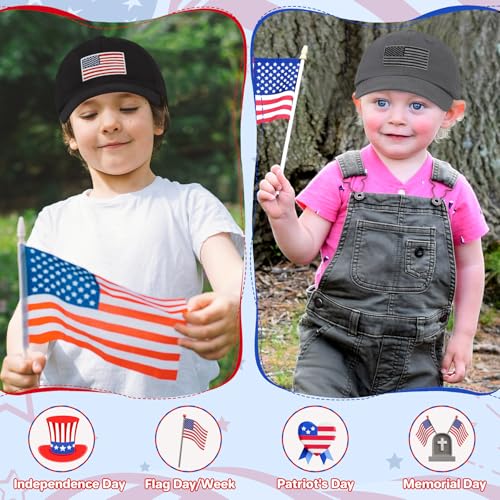 qikqik Baby Baseball Cap Toddler Baseball Hat Baby Ball Cap Toddler Hats for Boys Girls Cotton Infant Caps Kids Trucker Hat - color: Black With Usa Red/White/Blue Flag, size: 6-24 Months