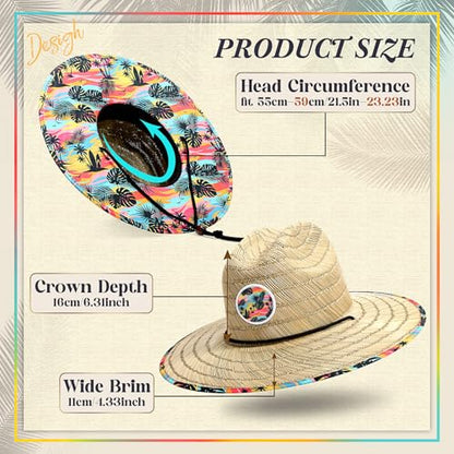 Cuffbow 2 Pack Straw Sun Hats for Women Men - style: Tropical Floral