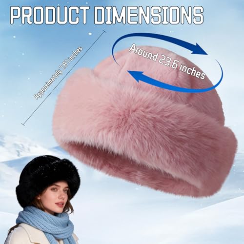 Womens Winter Faux Fur Bucket Hat,Warm Plush Fluffy Furry Mink Hats - color: Black