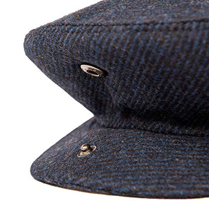Men Wool Plaid Ivy Gatsby Newsboy Cap - color: Navy, size: 7 5/8