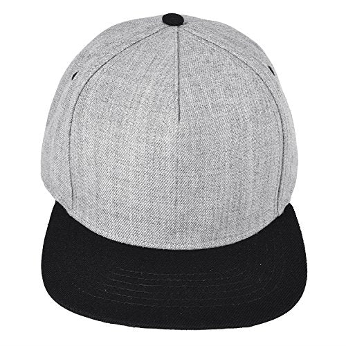 DALIX Premium Wool Blend Hat Flat Bill Cap Snapback Black Dark Gray Maroon Light - color: Light Gray/Black