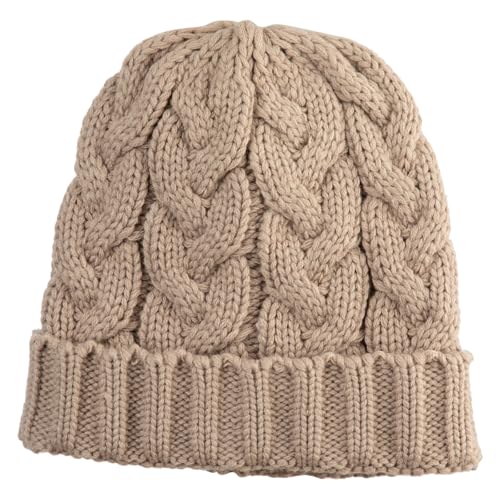 e4Hats.com Chunky Cable Knit Cuff Long Beanie - color: Tan