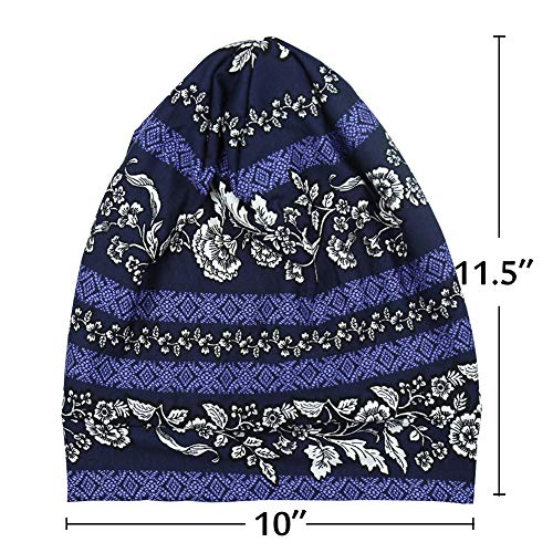 Adjustable Satin Lined Sleep Cap for Dreadlocks Curly Hair Large Head-Stay On Overnight - color: Blue Navy