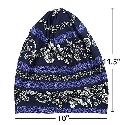 Adjustable Satin Lined Sleep Cap for Dreadlocks Curly Hair Large Head-Stay On Overnight - color: Blue Navy