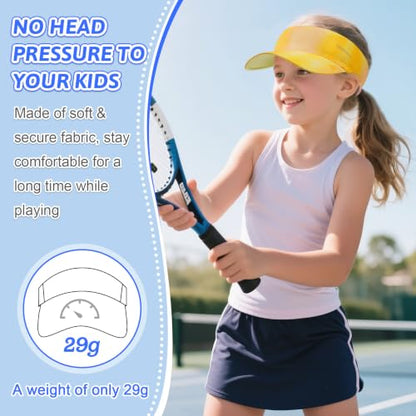 Kids Sun Visor Hats for Girls Boys, Packable Cooling Stretchy Visor - color: Yellow