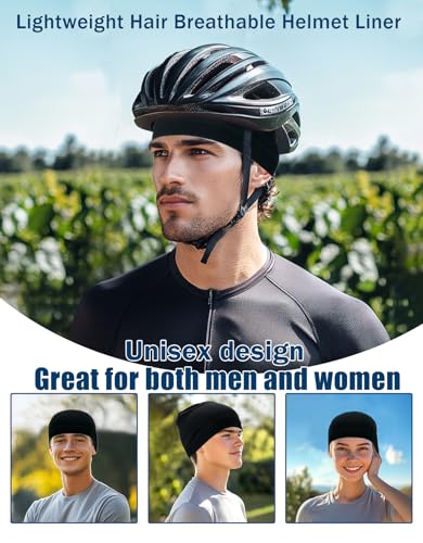 Cotton Skull Caps Lightweight Summer Beanie Hat Thin Sleep Sleeping Hats Chemo Caps Running Helmet Liner - color: Black 2 Pack