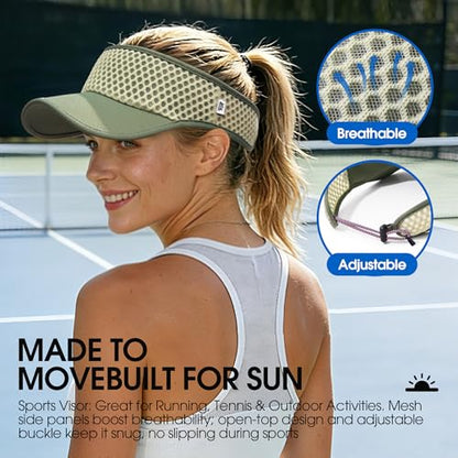 AUSFLUG Sun Visor Hat Men Women - Moisture Wicking Lightweight Sports Cap - color: Army Green
