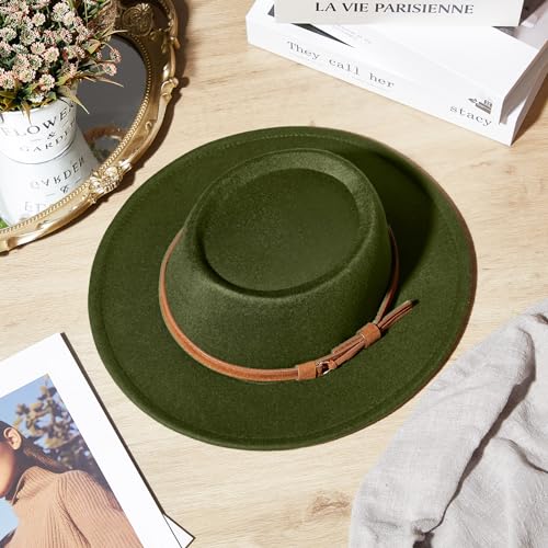 Hercicy Wool Fedora Hat for Women - color: Black, Wine, Dark Blue, Dark Green